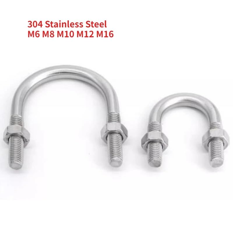 Bullone 1-10 set di bulloni a U in acciaio inossidabile 304 con dadi a cerchio M6 M8 M10 M12 M16(76mm,M6-10Sets)