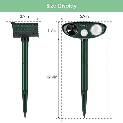 Humutan Ultrasonic Dog Mosquito Repellent, Outdoor Powered and Non-Windproof ultrasonic pest Repellent, cat Repellent with Motion Sensor and cat, Dog, Bird and Skunk Flash Sound generators