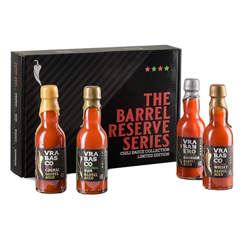I LOVE SPICY The Barrel Reserve Series – Confezione Regalo con 4 Salse Piccanti Invecchiate in Botte – Edizione Limitata – Fatte a Mano in Croazia – Regalo Gourmet per Amanti del Piccante e del BBQ