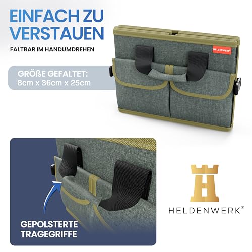 HELDENWERK Premium Kofferraum-Organizer mit Deckel stabil & rutschfest - Faltbare Auto Kofferraumtasche groß mit doppelten Böden - Kofferraumbox, Kofferraumorganizer Box