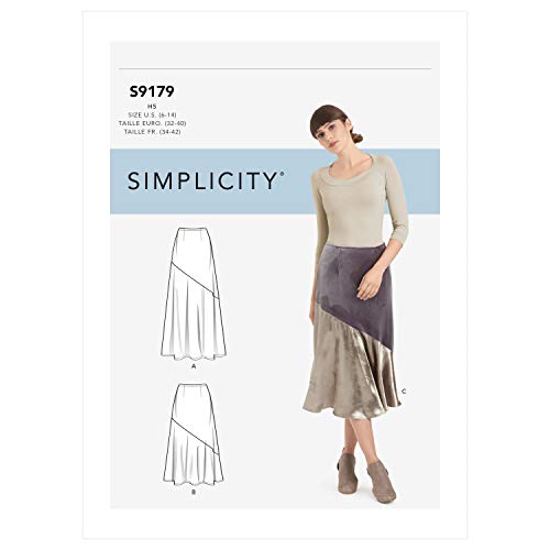 Simplicity H5 (6-8-10-12-14) SS9179H5 Misses' Skirts with Asymmetrical Seam & fit & Flare Hem3