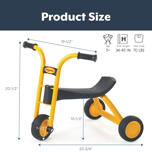 Image of MYRIDER Toddler Trike, Kids Tricycle for Preschool, Daycare, Playground Kids Tricycles, Rubber Tires, Yellow /Black, 8 inch Mini Pusher