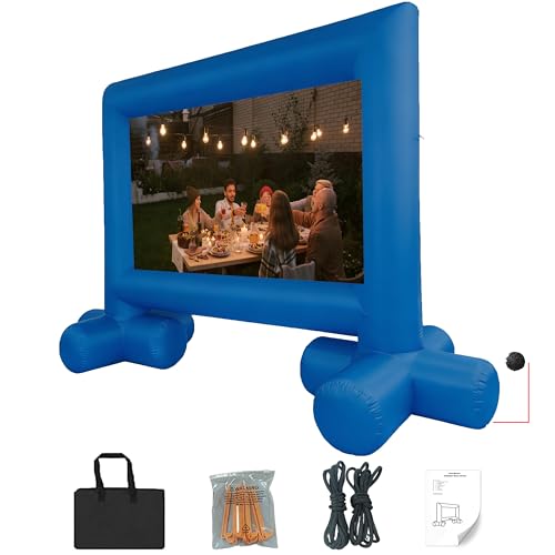Image of JumpYeah 16FT Mega Blow up Inflatable Blue Frame Removeable Projector Screen with Built-in Air Blower for Movie Night/Theme Parties