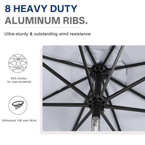 Image of ABCCANOPY 10FT Durable Solar Led Patio Umbrellas with 32LED Lights (Gray)