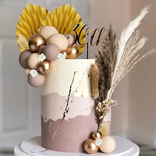 Flower Cake Topper Gold Palm Leaves Balls Cake Decoration For Baby Shower Birthday Party (Coffee Ball) #TOP3