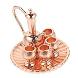 Accessoires de maison de poupée - utilisez des matériaux métalliques, une texture dure, une résistance à l'usure, pas facile à fissurer et à déformer, mini tasse à thé