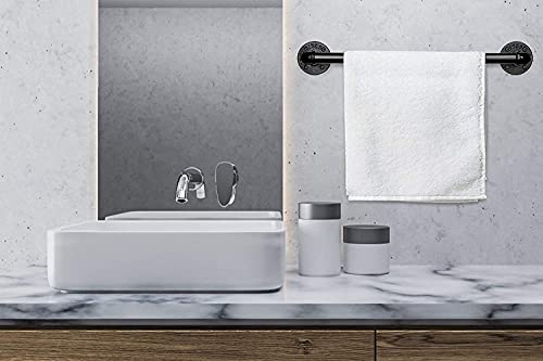 Jeasor Industrial Pipe Towel Rack Towel Bar, Heavy Duty Wall Mounted Rustic Farmhouse Bath Towel Holder For Bathroom (Black, 18 Inch) #TOP4