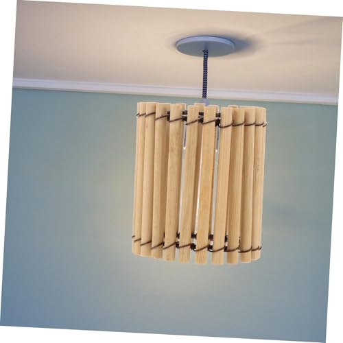 Image of jojofuny 3pcs Unique Bamboo Lampshade Abstract Chinese Style Ceiling Light Shade Lamp Cover for Bedroom Hotel Decorative Pendant Lampshade