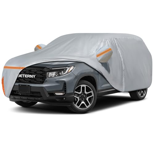 Image of Car Cover for 2018-2026 Honda Passport, Waterproof Custom-fit All Weather Sun Rain UV Dust Snow Protection Outdoor Passport Full Car Cover with Door Zipper and Cotton Lining-Grey