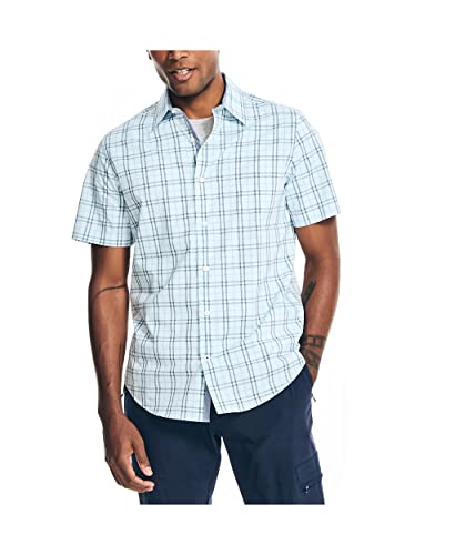 Chemise à manches courtes Nautica Navtech ajustée bleu clair en taille S pour homme actif