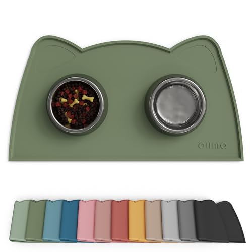 OHMO Silicone Cat Food Mat for Food&Water Bowls 46x25cm Camo Green
