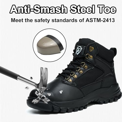 Waterproof Steel Toe Boots for Men-6 Inch Lightweight Steel Toe Shoes Puncture Proof Safety Work Boots Construction Shoes3