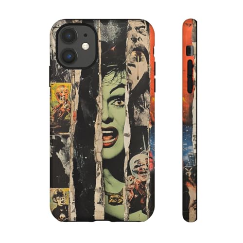 Collage d'horreur vintage coque antichoc iPhone 11 gris brillante