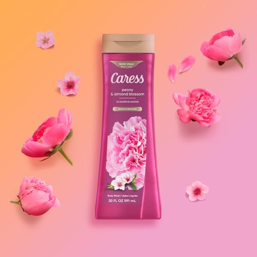 Image of Caress Moisturizing Peony & Almond Blossom Body Wash for Fresh, Smooth Skin, Body Soap to Soothe & Unwind, 20 Fl Oz (Pack of 2)
