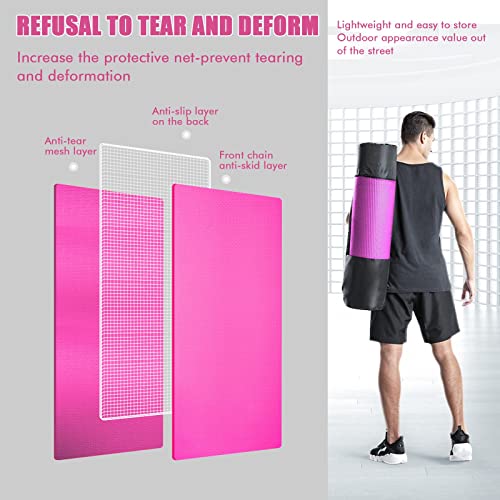 Extra Thick Yoga Mat Fitness & Exercise Mat With Carrying Strap And Backpack, 72"L X 24"W X 2/5 Inch High Density Anti-Slip Pilates Yoga Mat (Pink) #TOP6