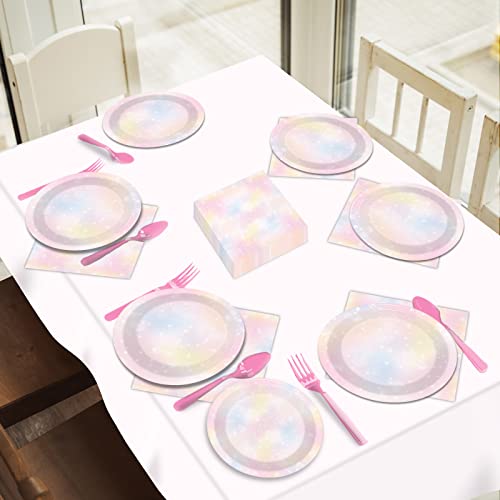 Tevxj 96 Pcs Pastel Rainbow Plates Napkins Rainbow Birthday Party Tableware Rainbow Cloud Disposable Paper Plates Napkins For Birthday Baby Shower Weddings Party Favors Decorations Supplies 24 Guests #TOP5