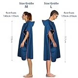 KUOGAS Badeponcho Damen& Herren,Poncho Handtuch, Mikrofaser-Surf Poncho, Badeponcho Handtuch, aus Mikrofaser auch als Umkleidehilfe Strand (Dunkelblau, L)