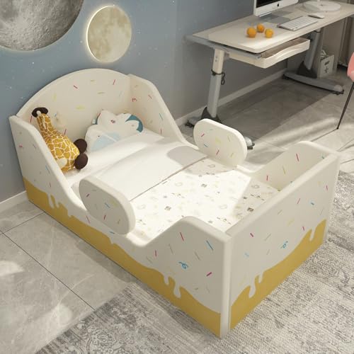 Image of weeonekids Toddler Bed, Child Bed for Kids with Extra Safty Broad, Standard Crib Size Toddler Bed, Certified Fabric Toddler Beds,Toddler Flood Bed (Deizzle Donut)
