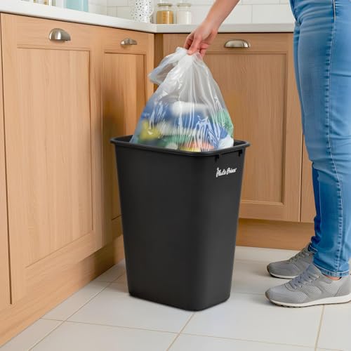 Image of PLASTIC PRINCE 10 Gallon Trash Can Blue and Black Trash Bin for Kitchen Bathroom Office 40 Qt Garbage Bin Fits Under Desk Cabinet Sink, High Plastic Waste Basket 19.9 inch H x 15.7 inch W x 11.3 inch D, Set of 4