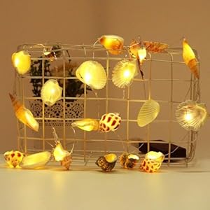 Ocean & Beach Themed String Lights - Real Conch Shell Design,7FT 20 LED Fairy Lights with 8 Modes, Dual-Powered: Battery/USB Operated for Hawaii Parties, Bedroom, Outdoor Decor Ocean Beach Themed String Lights Real Conch Shell Design7FT 20 LED Fairy Lights with 8 Modes Dual Powered BatteryUSB Operated for Hawaii Parties Bedroom Outdoor Decor