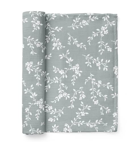 Image of Mini Wander Swaddles for Newborns Muslin Swaddle Blankets - Breathable Soft Receiving Blanket Baby Essentials | 47 x 47 Cotton - Bloom (Blue)