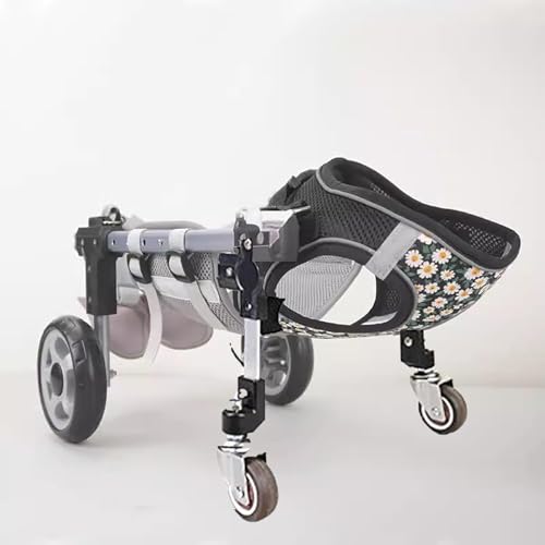 AMITD Dog Wheelchair, Front & Back Wheels, Adjustable for Small/Medium/Large Dogs, Mobility Aid,4 Wheel,Small