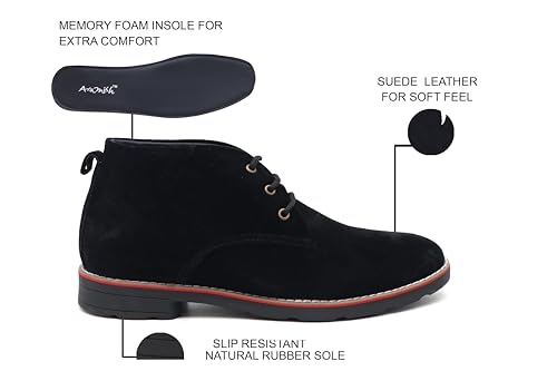 Image of ARAMISH Men's Suede Leather Lace-Up Formal Ankle Chukka Boots