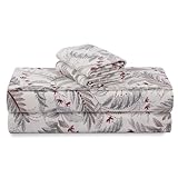 Tribeca Living Cotton Flannel King Pillowcases, Ultra-Soft Portuguese Printed Flannel Bedding, Set of 2, Chiara Leaves