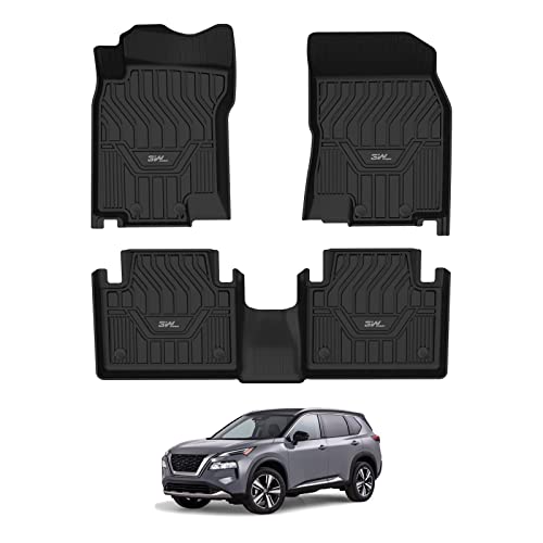 3W 2014-2020 Nissan Rogue Floor Mats Custom Fit for Nissan Rogue Accessories TPE All Weather Floor Liner, 1st and 2nd Row Car Mats (NOT for Rouge Sports and Select Models) 14-20 Rogue Floor