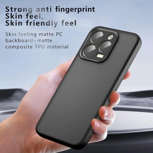 Image of Matte PC + TPU Back Cover Case for Realme 15t 5G / Realme Narzo 90 5G, Air Bag Protection, Anti-Fingerprint, Never Turns Yellow, Micro Arc Edge, Camera Protection, Black