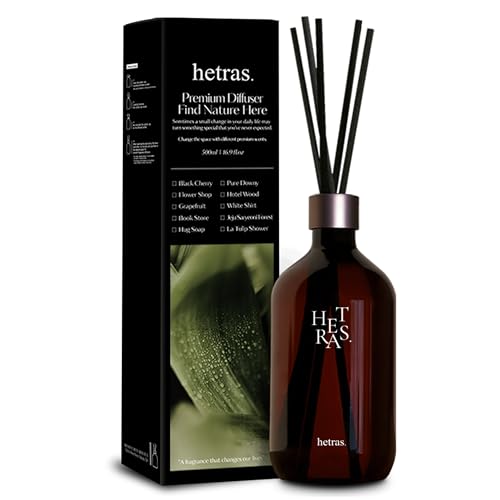 hetras. Premium Reed Diffuser: 16.9oz (500 ml) Large Capacity | Hotel Wood Scent | Fragrance Oil Diffuser Sticks for Home Office Bathroom Decor – Gifts for Loved one