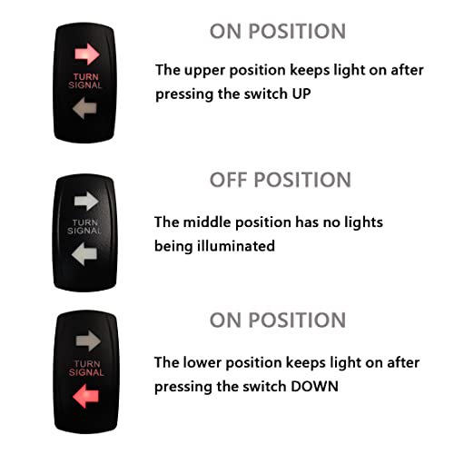 Image of 12V 24V RED Turn Signal Rocker Switch with Wires 7 PIN ON-Off-ON DPDT Switches for Car UTV ATV Motorcycle Truck Trailer Caravan SUV