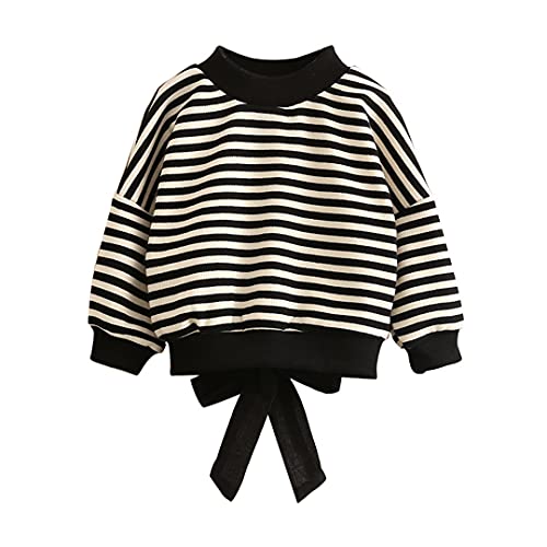 Autumn Spring Children O-Neck Knitted Pullover Cotton White Black Striped Sweater