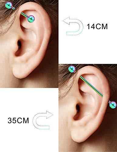 Prjndjw PRT-0642 Mixcolour Rainbow Mix Sizes Industrial Barbell Cartilage Earring Tongue Helix Nipple Barbell Surgical Steel Body Piercing Jewelry Retainer thumb #3
