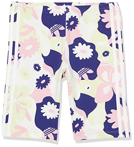 Adidas Originals Girls Flower All Over Print Cycling Shorts White/True Pink/Almost Lime/Legacy Indigo X-Large #TOP27