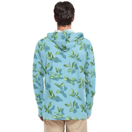 Wudan Art Basil Blue Mens Hoodies Shirts Long Sleeve Sailing Shirts Swim Shirt UPF 50+ S3