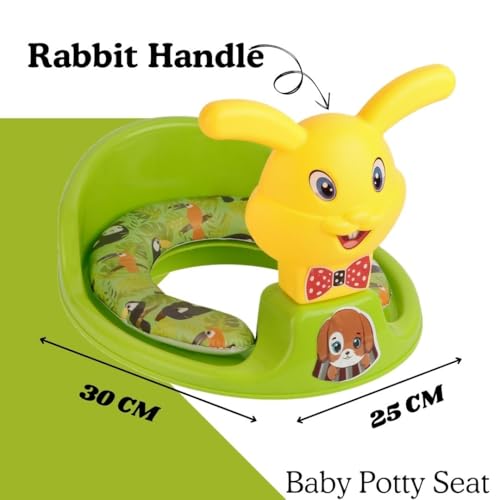 Image of Nabhya Kids Toilet Trainer Baby Potty Seat With Rabbit Handle And Back Support Toilet Seat For Girls & Boys (Green)