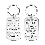 DEGASKEN Grandpa Birthday Gifts Ideas, Happy Birthday Keychain for Grandfather