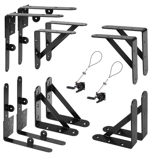 Image of Mofeez Fence Gate Kit Iron Gate Hardware with Gate Latch for Wooden Fences Shed Doors Heavy Duty Anti Sag Gate Corner Brace Bracket (2 Sets)