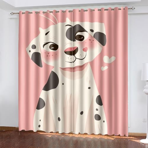 KBDQGX Rideau Chambre Enfant Bebe Fille Garcon Ado Adultes Fondation avec Un Cœur De Chien Motif 200X160Cm Rideau Occultant Salon Moderne Isolant Thermique...