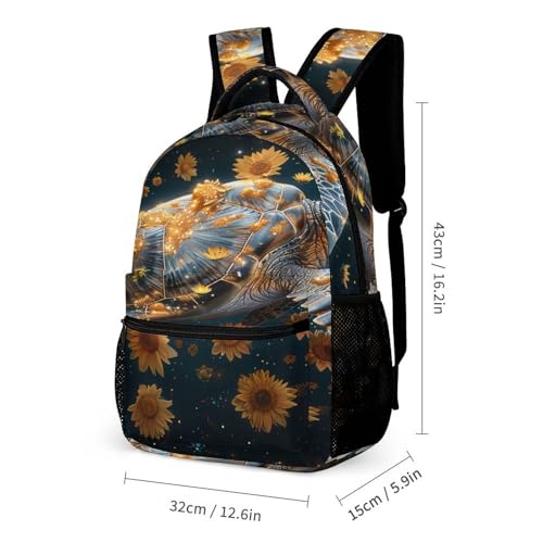 Watercolor Sunflower Turtle Bags Set Backpack For Work Hiking Lunch Bag Travel Unisex Bags2