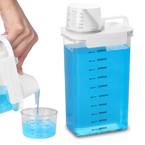 YSWOVUO 2300ML Dispensador de Detergente Hermético con Vaso Medidor, Caja de Almacenamiento de Detergente en Polvo, Contenedor de Almacenamiento para Cereales Azúcar Muesli, Alimento para Mascotas