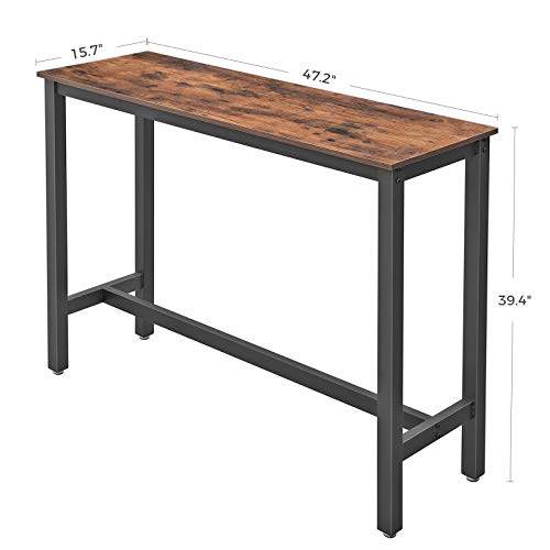 Vasagle Narrow, Bar Table With Sturdy Metal Frame, Easy Assembly, Industrial Design, ‎15.7 X 47.2 X 39.4 Inches, Rustic Brown #TOP6
