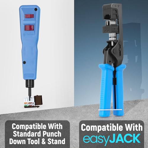 Image of Everest 90 Degree RJ45 Cat6 Keystone Jacks Slim Profile 10-Pack Brown | Compatible with 90 Angled Speed Termination Tool - easyJACK (B094WB91H3)