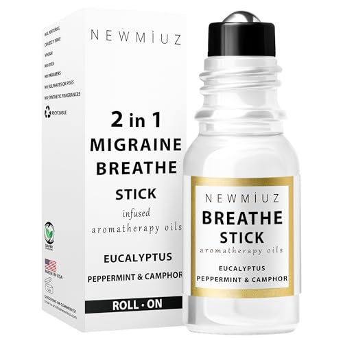 Breathe Easy Roll on Stick Menthe poivrée Eucalyptus Camphre Mélange d'huiles essentielles Stress Sinus Soulagement naturel Cadeaux pour femmes Cadeau...