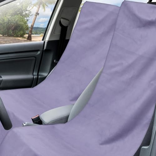 Image of Hahafelt 2 Pack Car Seat Towel Cover with Storage Bag, Gray | 63 x 32 in Car Towel Seat Cover Non Slip Waterproof, Gym Workout Swimming Running, Machine Washable Sweat Absorbent Protector