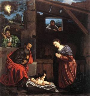 Peinture à l'huile Savoldo L'Adoration des Bergers grande toile de maître