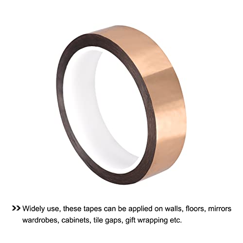 Image of MECCANIXITY Metalized Polyester Film Tape,0.98inch x 54.6yds. Adhesive Mirror Finish Decor Tape for Detailing Accent Wall,Graphic Arts,Wardrobe Crafts Tape 50m x 25mm,Rose Gold Tone