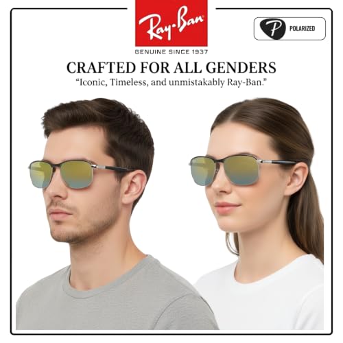 Image of Ray-Ban RB3671CH CHROMANCE POLARIZED Square-Round Shape Sunglasses for Men & Women with Official Eyewear Kit