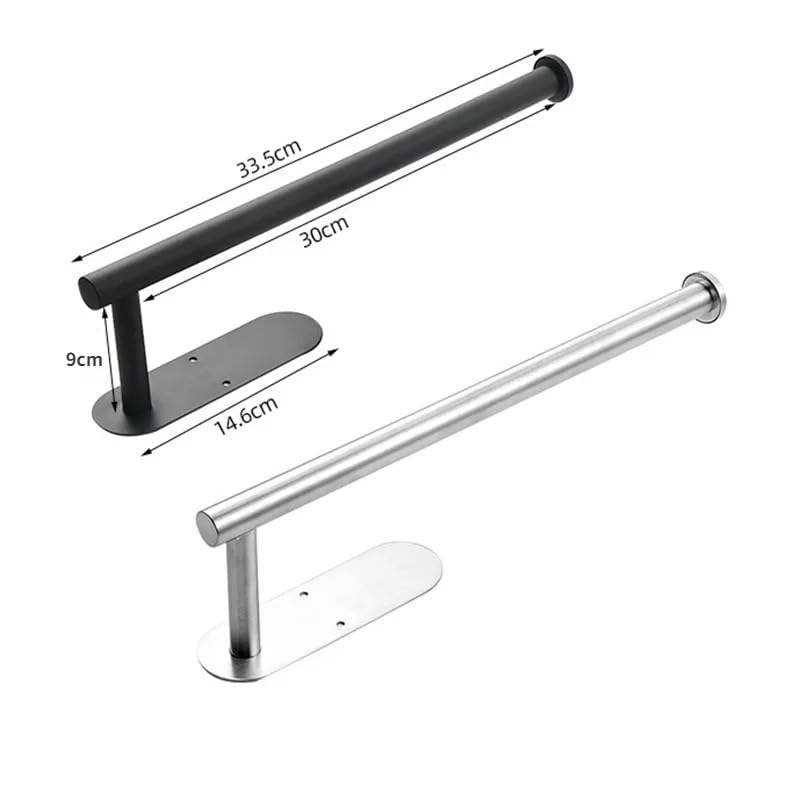 Paper Towel Holder Under Cabinet, Paper Towel Holder Wall Mount for Kitchen and Cabinet, Both Available in Adhesive and Screws,Stainless Steel (Black)